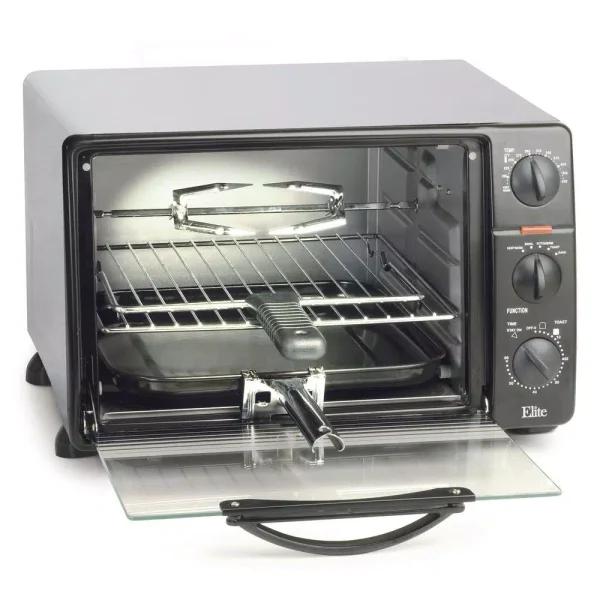 Maximatic 0.8 cu. ft. Black Toaster Oven Broiler with Rotisserie, 1500W