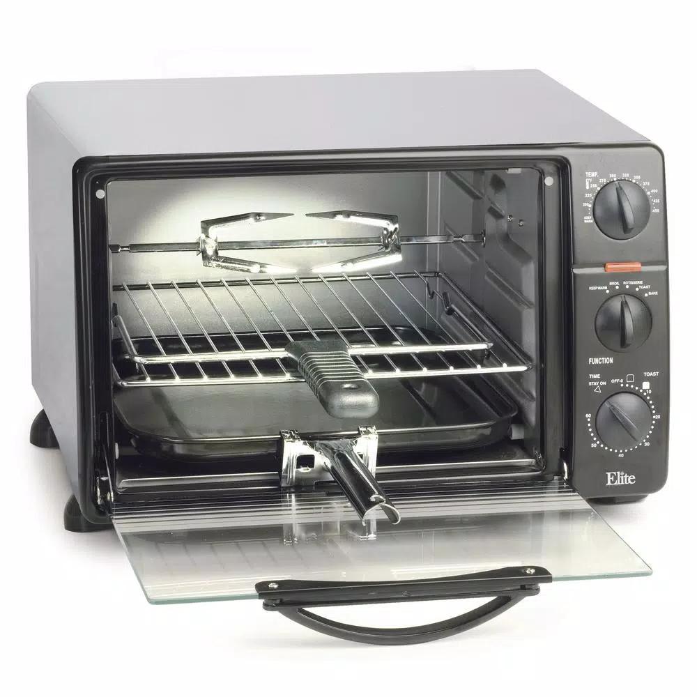 Maximatic 0.8 cu. ft. Black Toaster Oven Broiler with Rotisserie, 1500W