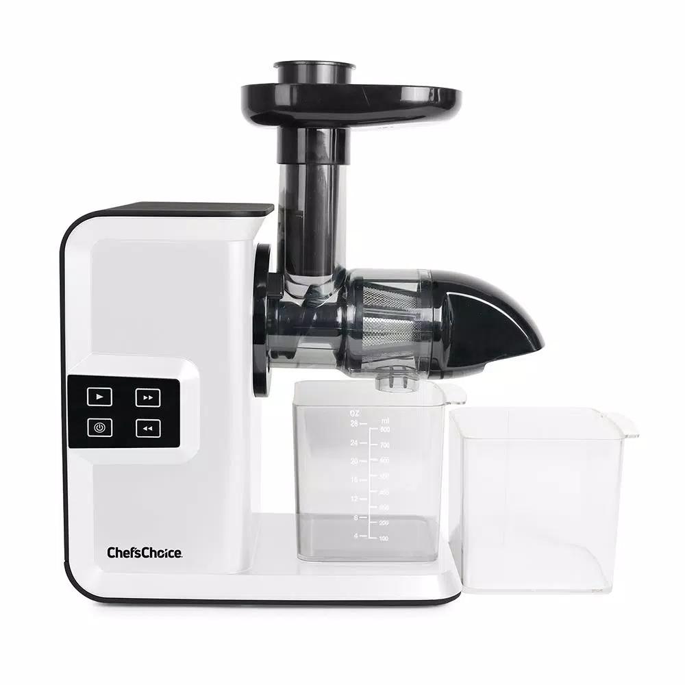 Chef'sChoice Chef's Choice Cold Press Masticating Juicer, White Horizontal Juicer with Digital Controls