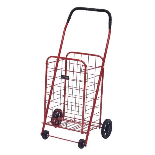 Easy Wheels Mini-A Shopping Cart, Heavy Duty Steel Folding Utility Cart, Red