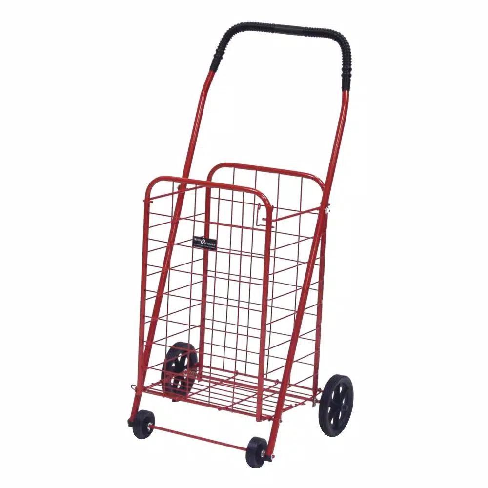 Easy Wheels Mini-A Shopping Cart, Heavy Duty Steel Folding Utility Cart, Red