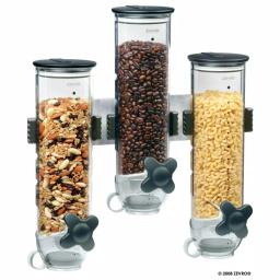 Honey-Can-Do SmartSpace Edition Wall-Mounted Triple Cereal Dispenser - Stainless Steel Dry Food Dispenser thumbnail 3