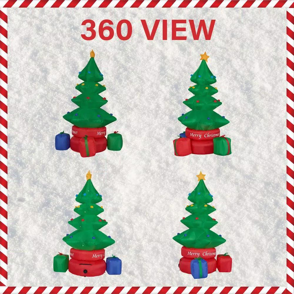Fraser Hill Farm 6.5 ft. Animated Rotating Christmas Tree Inflatable with White Lights
