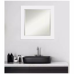 Amanti Art Corvino 25 in. Square White Matte Wood Framed Beveled Edge Bathroom Vanity Mirror thumbnail 7