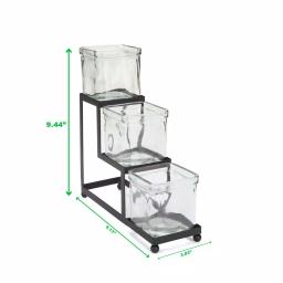 Mind Reader 3-Tier Black Metal Condiment Server with 3 Removable 8 oz. Glass Jars thumbnail 7