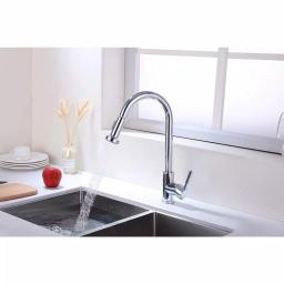 Vanity Art Single-Handle Pull-Down Kitchen Faucet, Chrome Finish, Brass Construction thumbnail 8