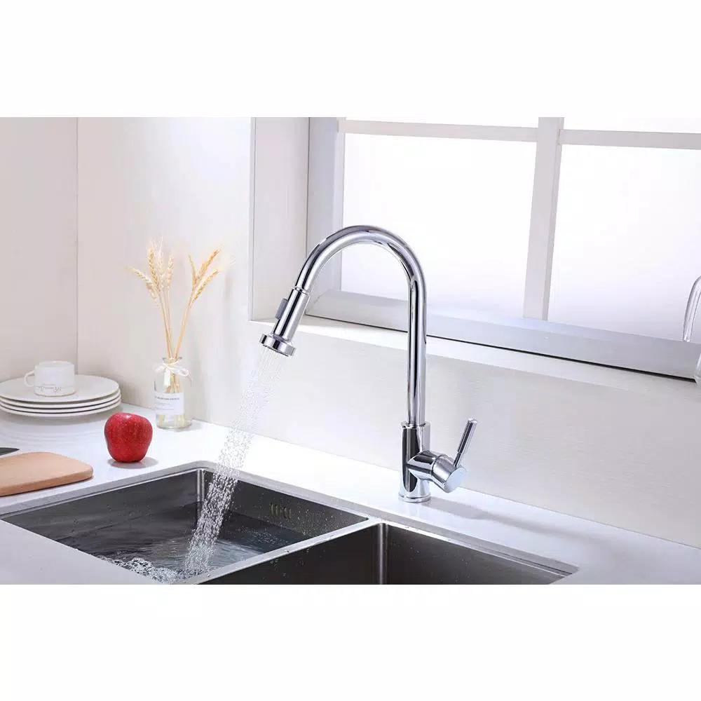 Vanity Art Single-Handle Pull-Down Kitchen Faucet, Chrome Finish, Brass Construction
