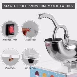 VIVOHOME Commercial Snow Cone Machine, 440lbs/hr Dual Blade Stainless Steel Ice Crusher with Acrylic Box thumbnail 4