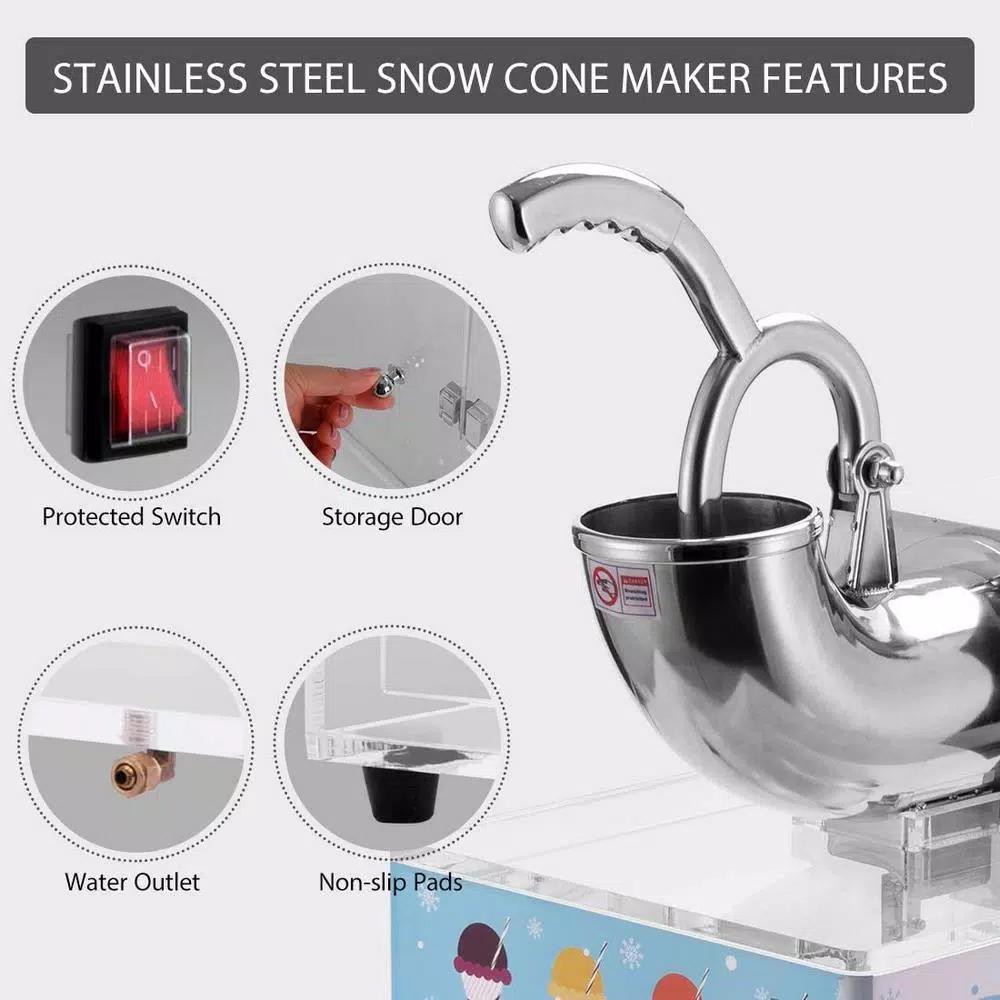 VIVOHOME Commercial Snow Cone Machine, 440lbs/hr Dual Blade Stainless Steel Ice Crusher with Acrylic Box