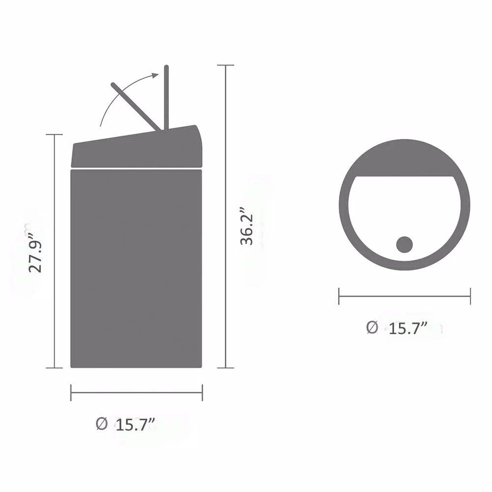 Brabantia 16 Gallon Matte Steel Fingerprint Proof Touch Top Trash Can