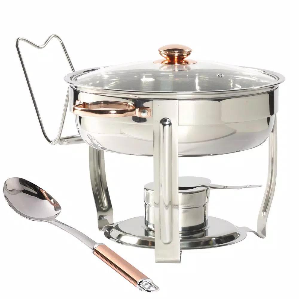 Unbranded Celebrations 4 Qt. Stainless Steel Round Chafing Dish, 8-Piece Set