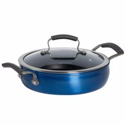 Epicurious 3 Qt. Hard-Anodized Aluminum Nonstick Saute Pan with Glass Lid, Blue thumbnail 1