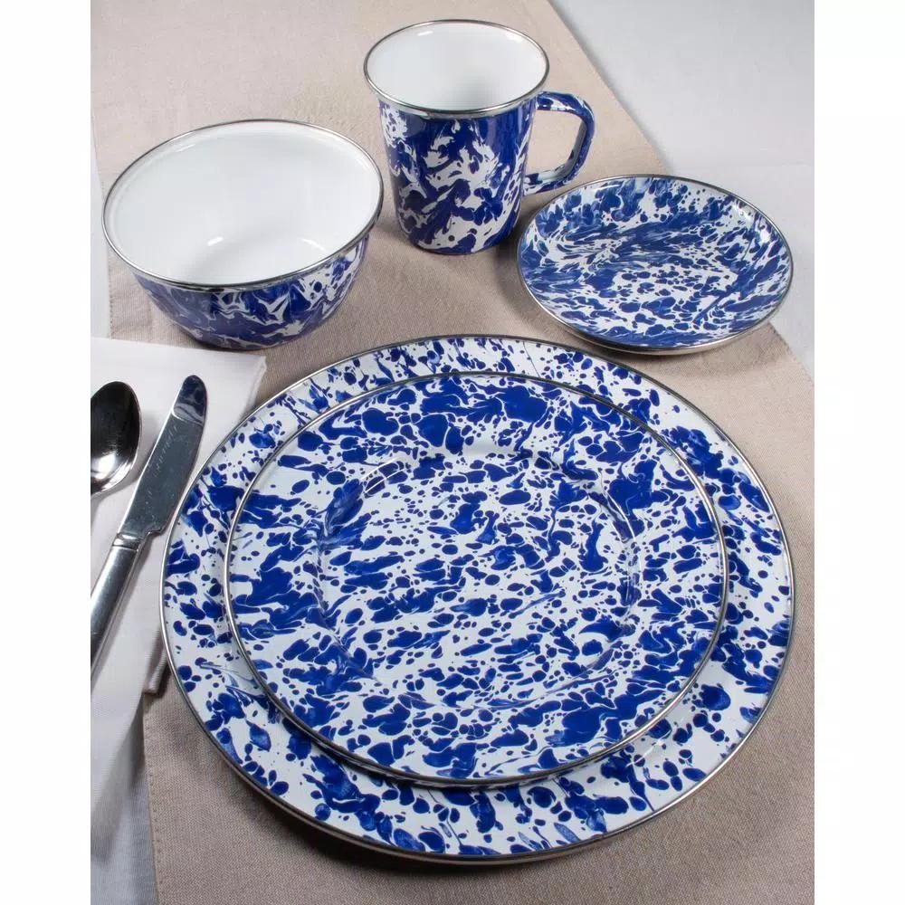 Golden Rabbit Cobalt Swirl 3-Piece Enamelware Bowl Set with Lids