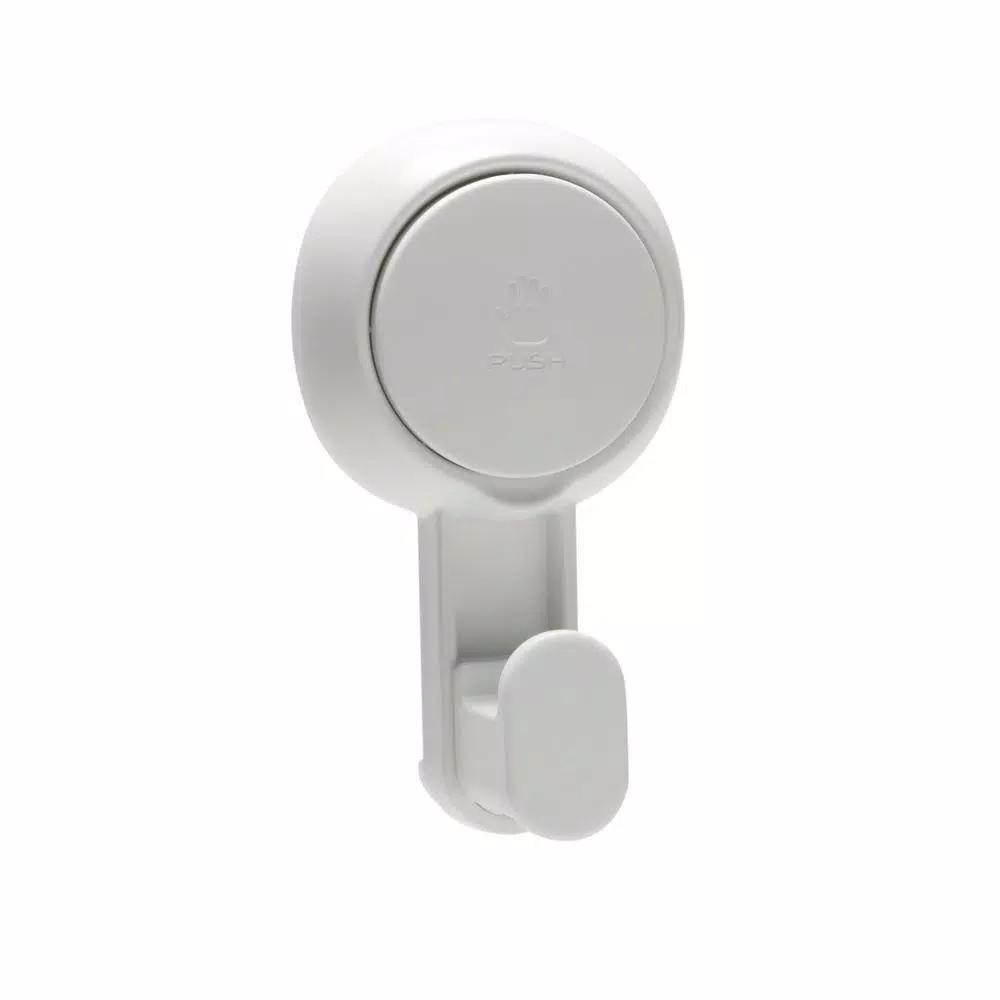 Bath Bliss 4 Pack Gel-Suction Power Hooks, Heavy Duty White Robe and Towel Hooks