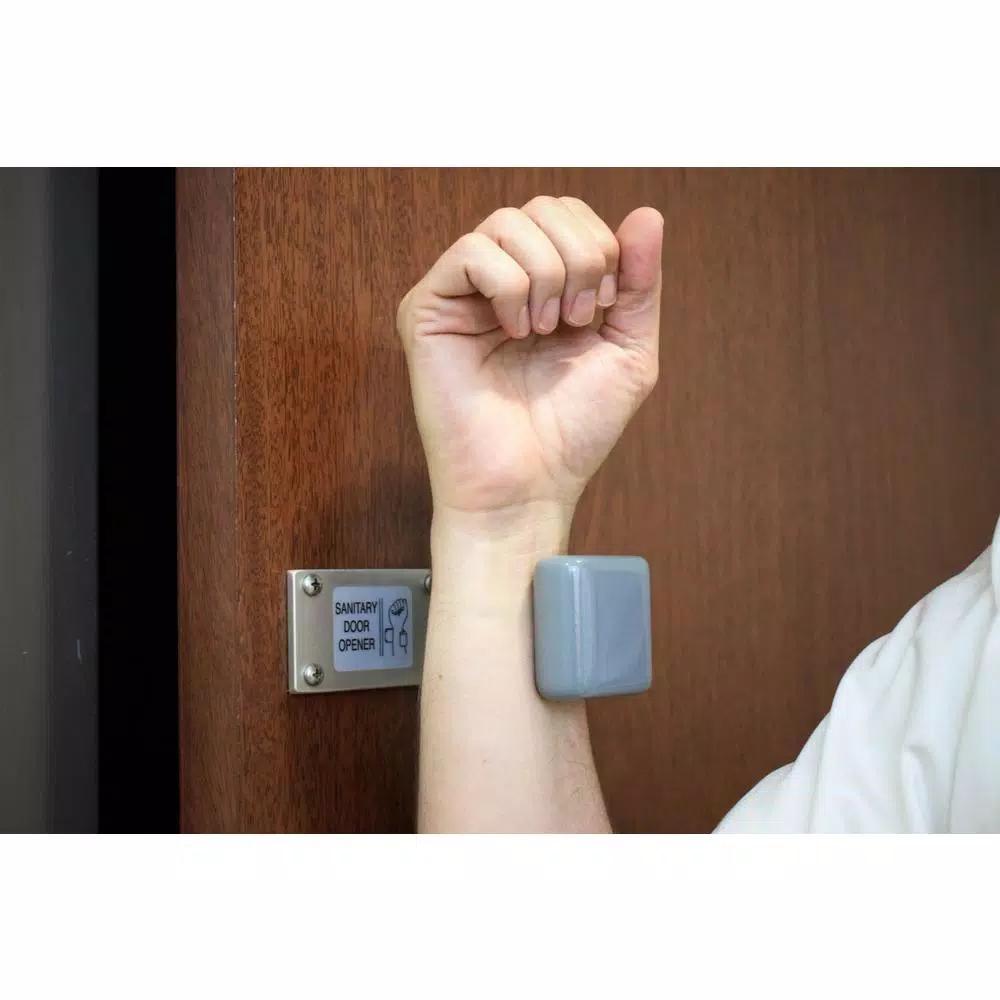 Unbranded Aluminum Satin Silver/Grey Hands-Free Sanitary Door Pulls for Restroom Exit Doors (2-Pack)