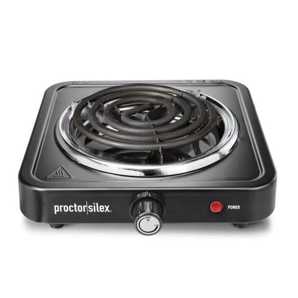 Proctor Silex 1200W Single Burner Stainless Steel Hot Plate, 5.5 in. Black