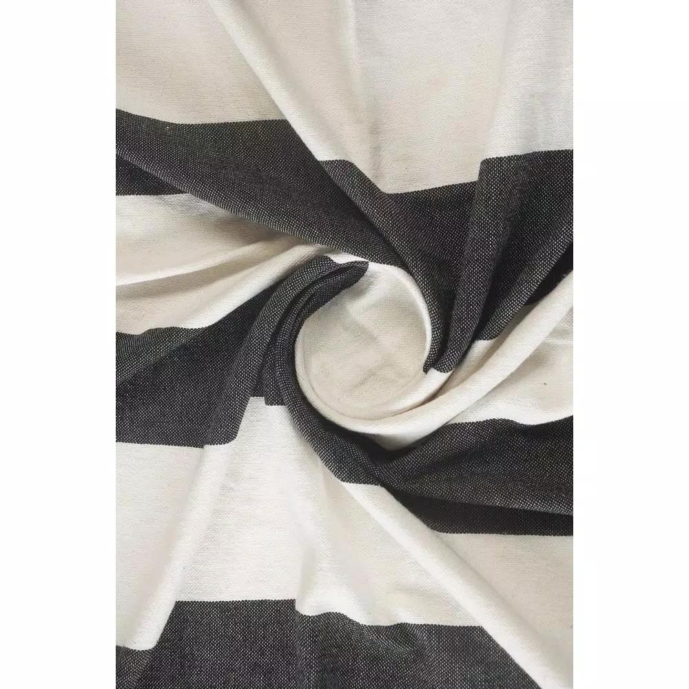 LR Home Metty Charcoal and Ivory Bold Striped Tasseled Cotton Throw Blanket