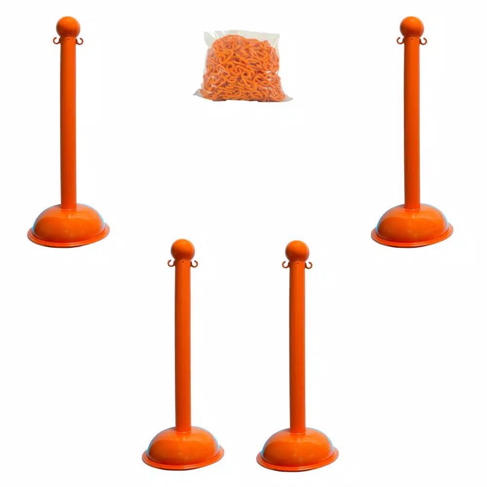 Mr. Chain Heavy-Duty Safety Orange Stanchion and Chain Kit