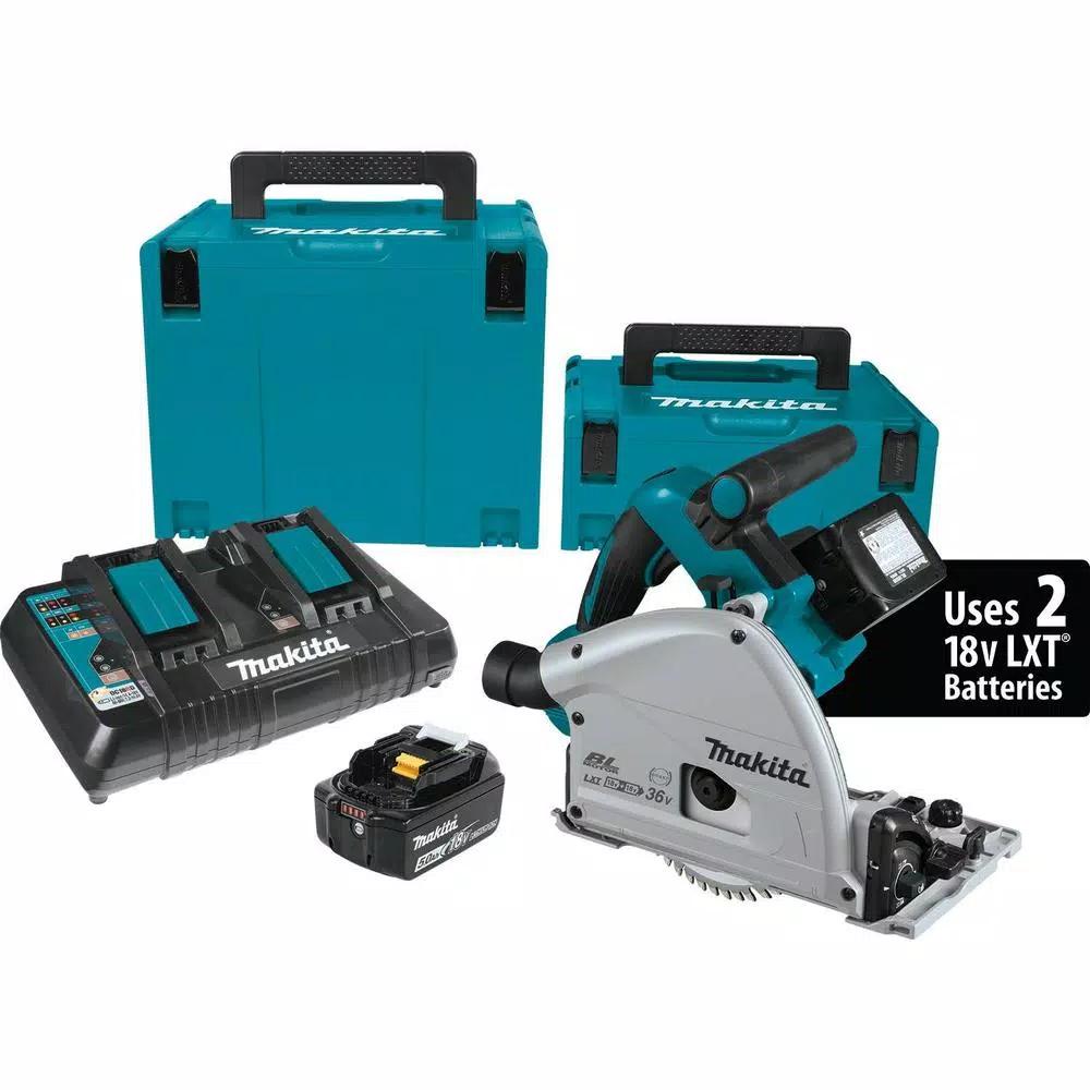 Makita 18V X2 LXT (36V) 6-1/2 in. Brushless Plunge Circular Saw Kit with Guide Rail and Impact Driver