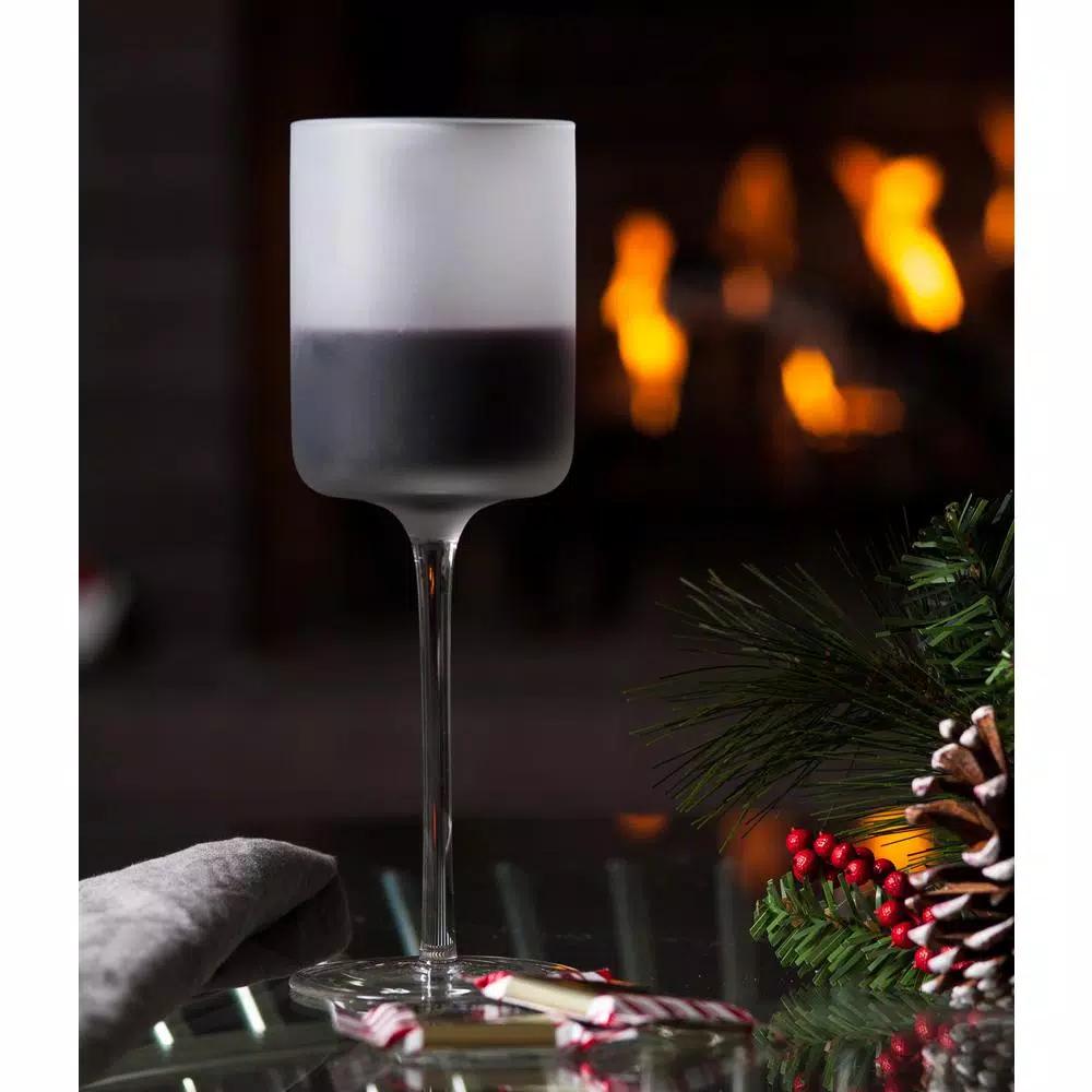 Abigails White Night Frosted Wine Glass Set, 4-Piece Matte Glassware Collection