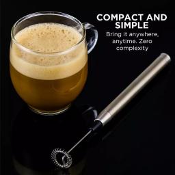 Ovente Electric Stainless Steel Milk Frother, Handheld Battery Operated Coffee Whisk, Silver (FRS1010S) thumbnail 6
