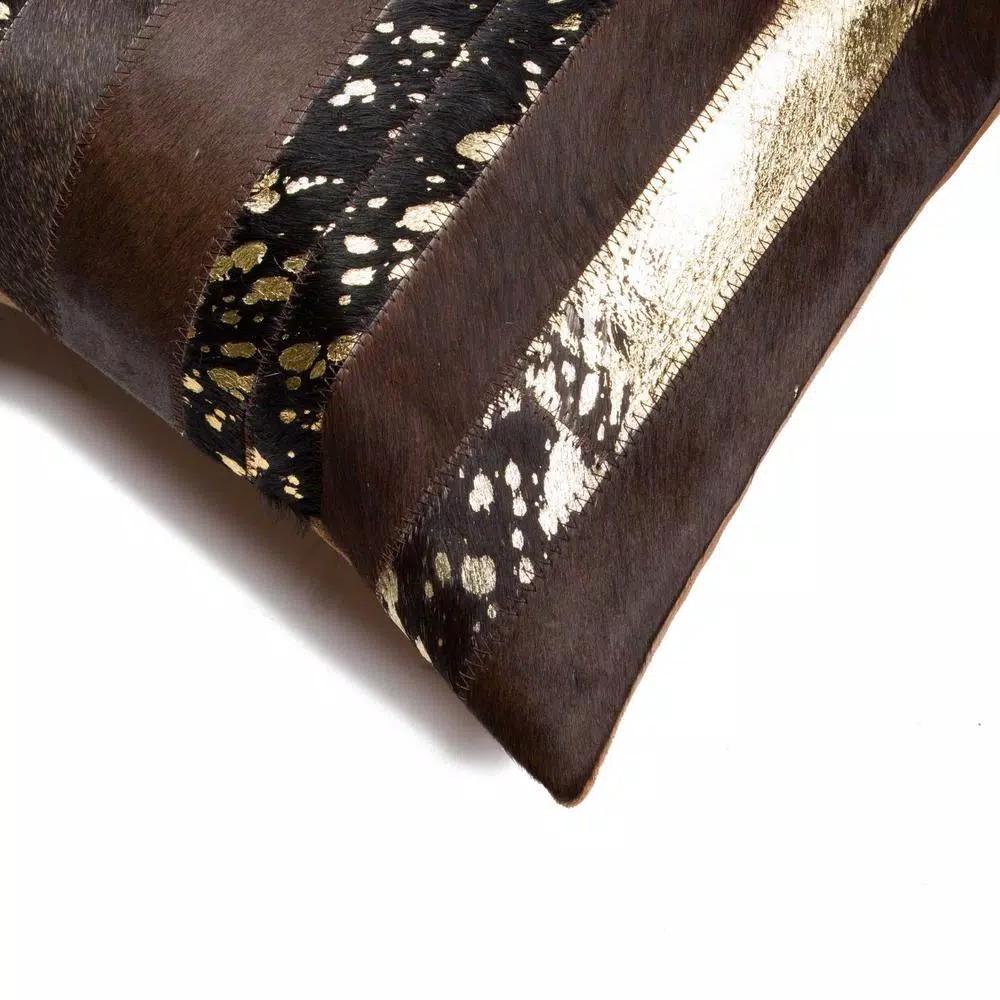 HomeRoots Josephine Gold 100% Natural Indian Cowhide Throw Pillow Set (18 x 18 in, Set of 2)