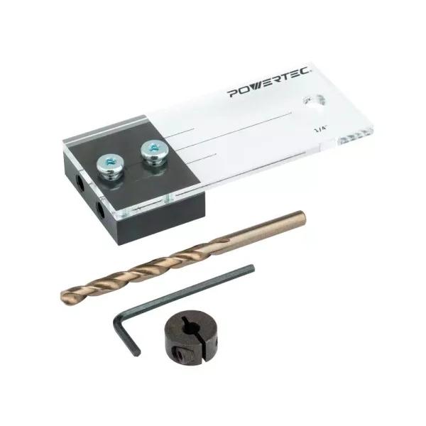 POWERTEC 1/4 in. Dowel Drilling Jig Kit with M-35 Cobalt Drill Bit and Stop Collar