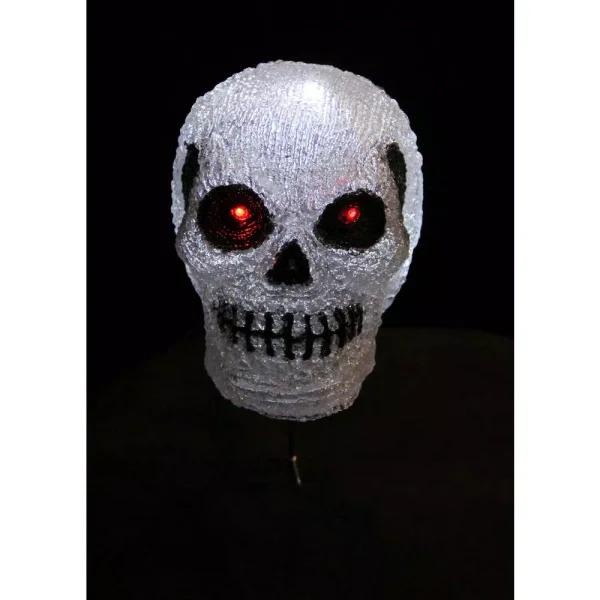 Novolink 7.9 in. White LED Decorative Skull Halloween Light - Handcrafted Indoor/Outdoor Decor