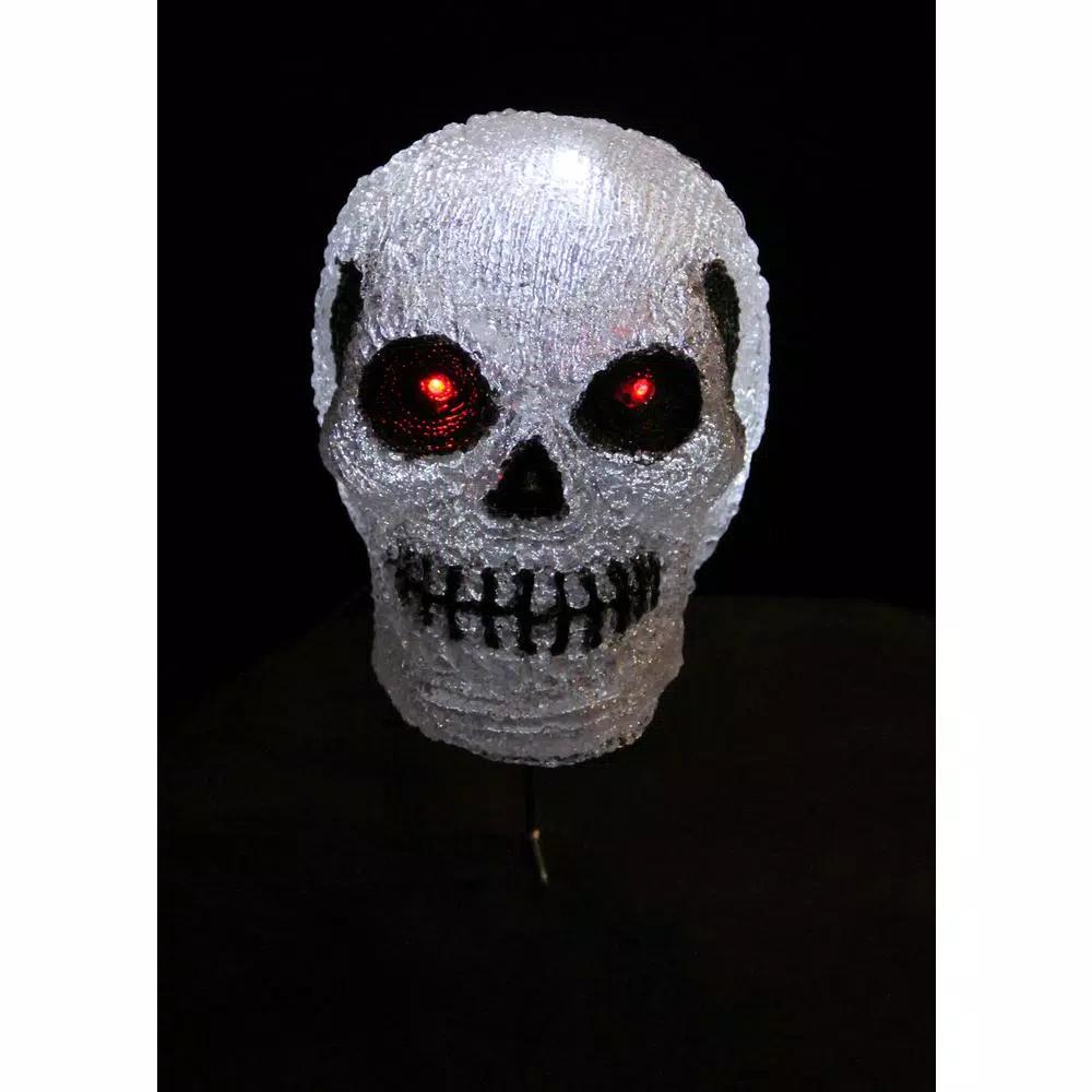 Novolink 7.9 in. White LED Decorative Skull Halloween Light - Handcrafted Indoor/Outdoor Decor