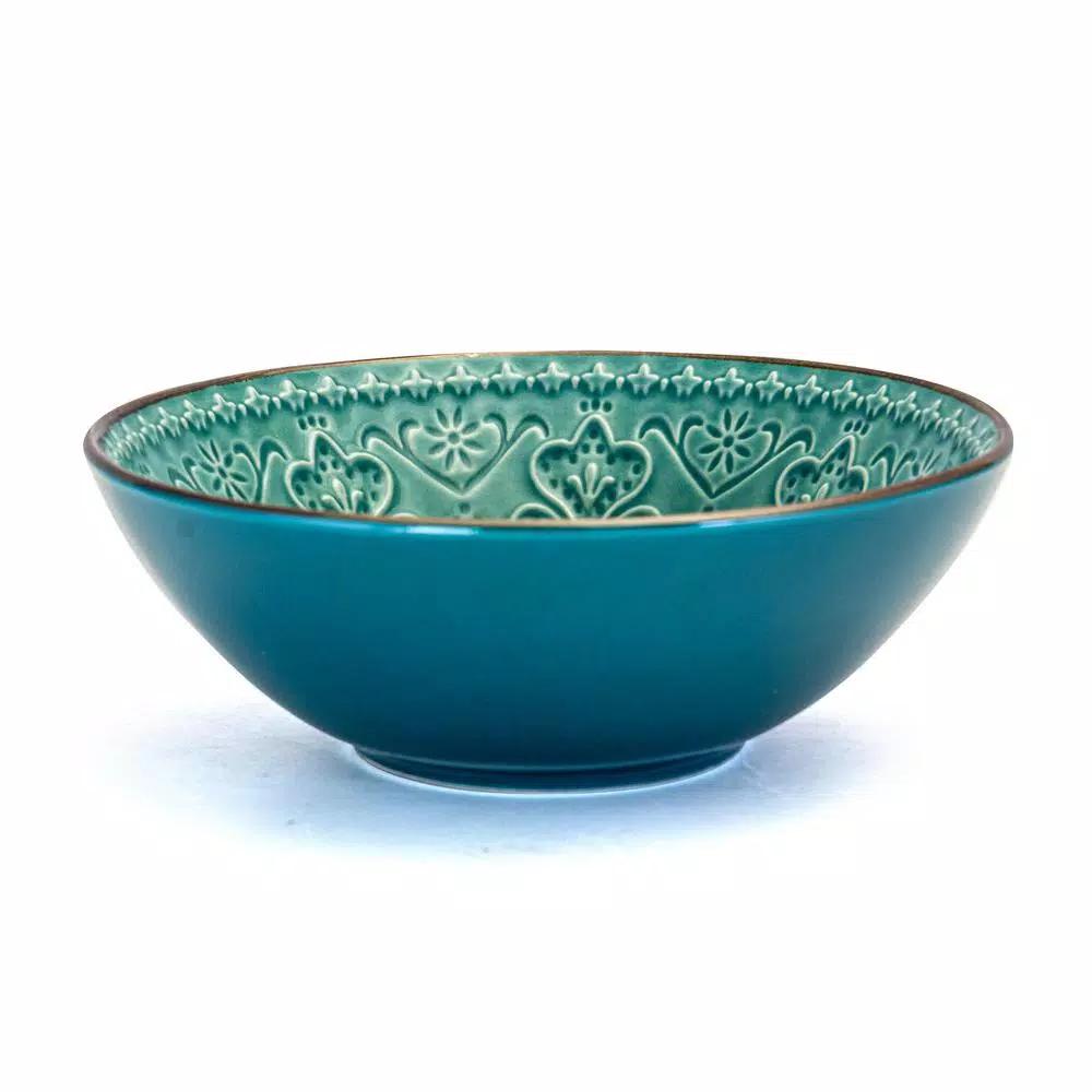 Elama 16-Piece Sea Green Stoneware Dinnerware Set, Service for 4