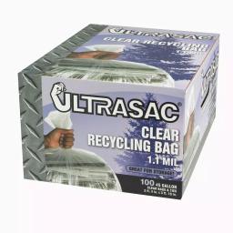 Ultrasac 45-Gallon Clear Heavy Duty Recycling Bags, 1.1 Mil Thick, 100-Count thumbnail 1
