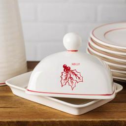 Molly Hatch Holly Butter Dish, 6.75 in. Stoneware Ceramic Serving Set thumbnail 2