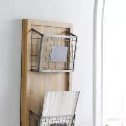 StyleWell Wood Wall Organizer with 2 Metal Wire Baskets and Chalkboard Labels thumbnail 3