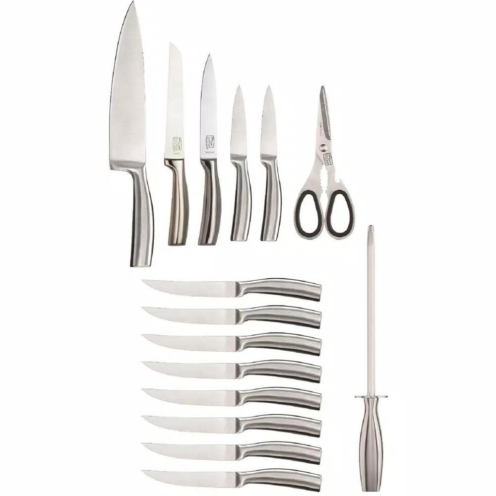 Chicago Cutlery Elston 16-Piece Stainless Steel Knife Set with Wood Block