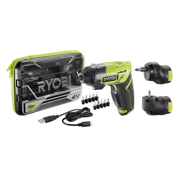 RYOBI 4V Lithium-Ion Cordless Multi-Head Screwdriver Kit with 3 Attachments and 10 Bits