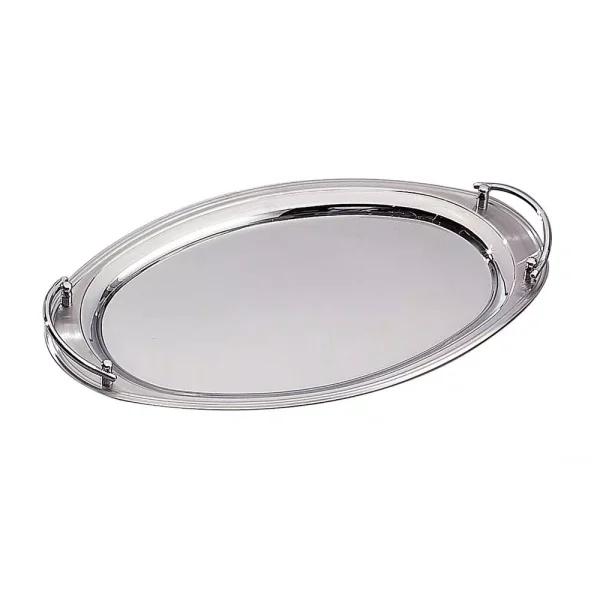 Elegance 22 x 13 in. Oval 18/10 Stainless Steel Serving Tray with Built-in Handles