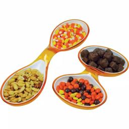 Southern Homewares 2-Piece Divided Serving Dish Candy Plate, White and Orange thumbnail 4