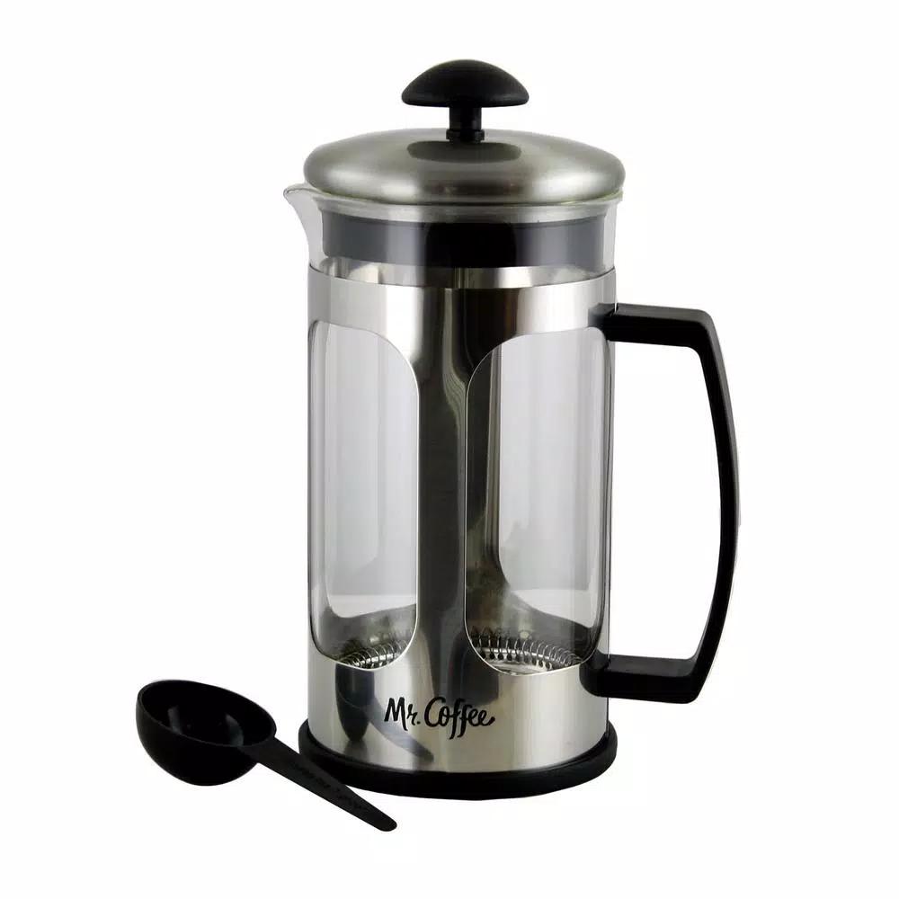 Mr. Coffee Daily Brew 4-Cup Stainless Steel Coffee Press, 38 oz.