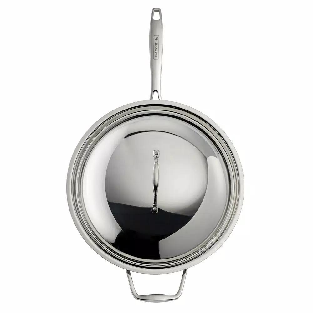 Tramontina 12 in. Tri-Ply Clad Stainless Steel Wok with Lid