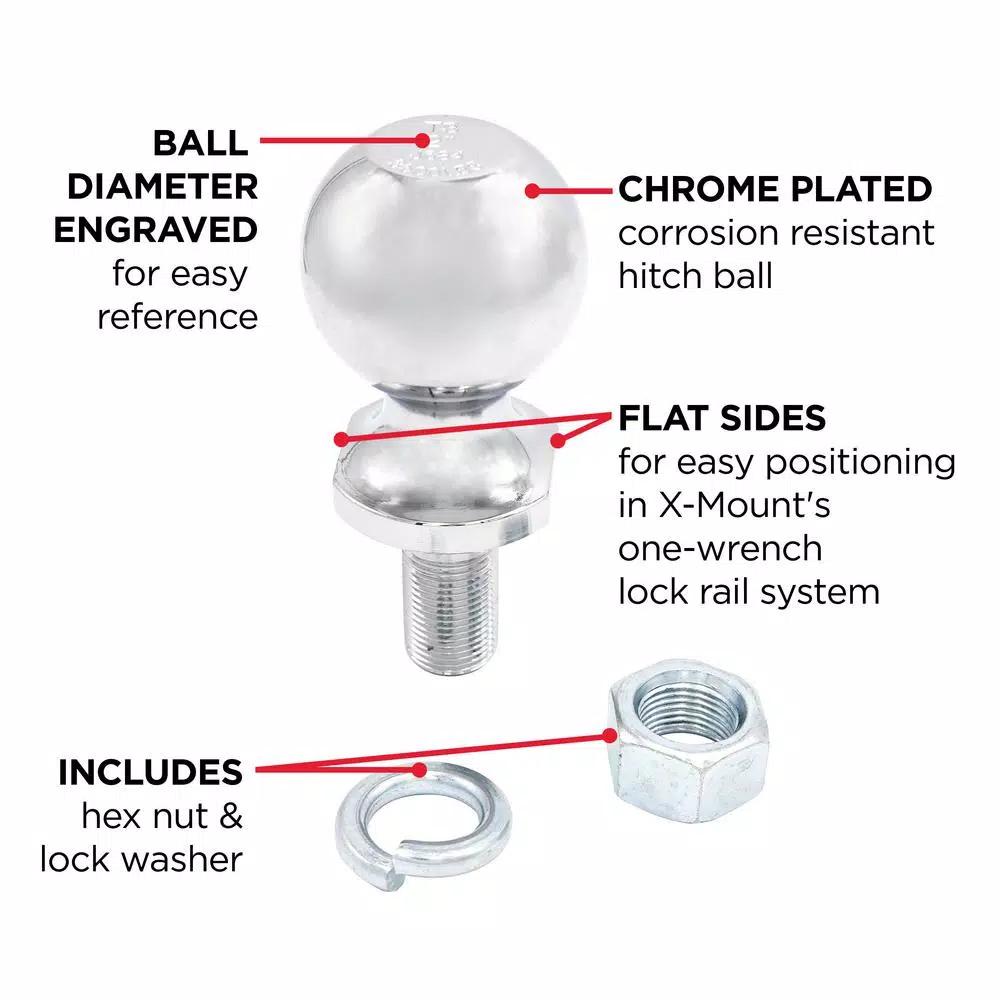 TowSmart 2 in. Chrome Hitch Ball with Wrench Flats