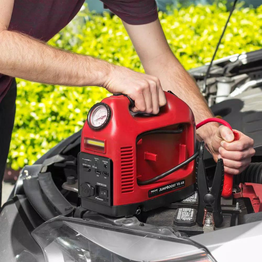 Wagan Tech JumpBoost V6 Air 600 Peak Amp Jump Starter with 150 PSI Air Compressor