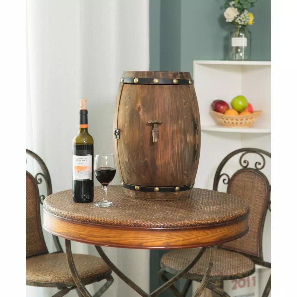 Vintiquewise Vintage Wooden Barrel Shaped Wine Rack - Rustic 7-Bottle Storage Display