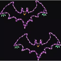 Haunted Hill Farm Flying Bats LED Halloween Window Lights, Set of 2 thumbnail 2