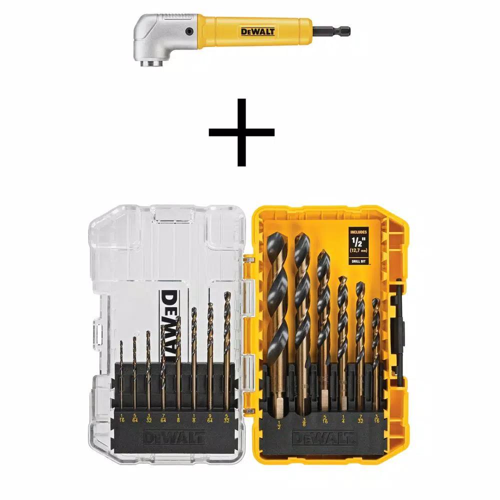 DEWALT MAXFIT Right Angle Magnetic Attachment & 14-Piece Black Oxide Drill Bit Set