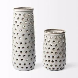 Mercana Canasta Large Handmade Ceramic Table Vase - Rustic Off White Cylinder thumbnail 3