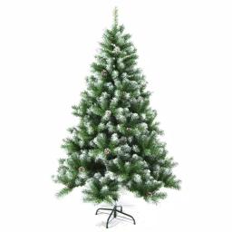 Aleko 7 ft. Unlit Flocked Artificial Christmas Tree with Pine Cones thumbnail 1