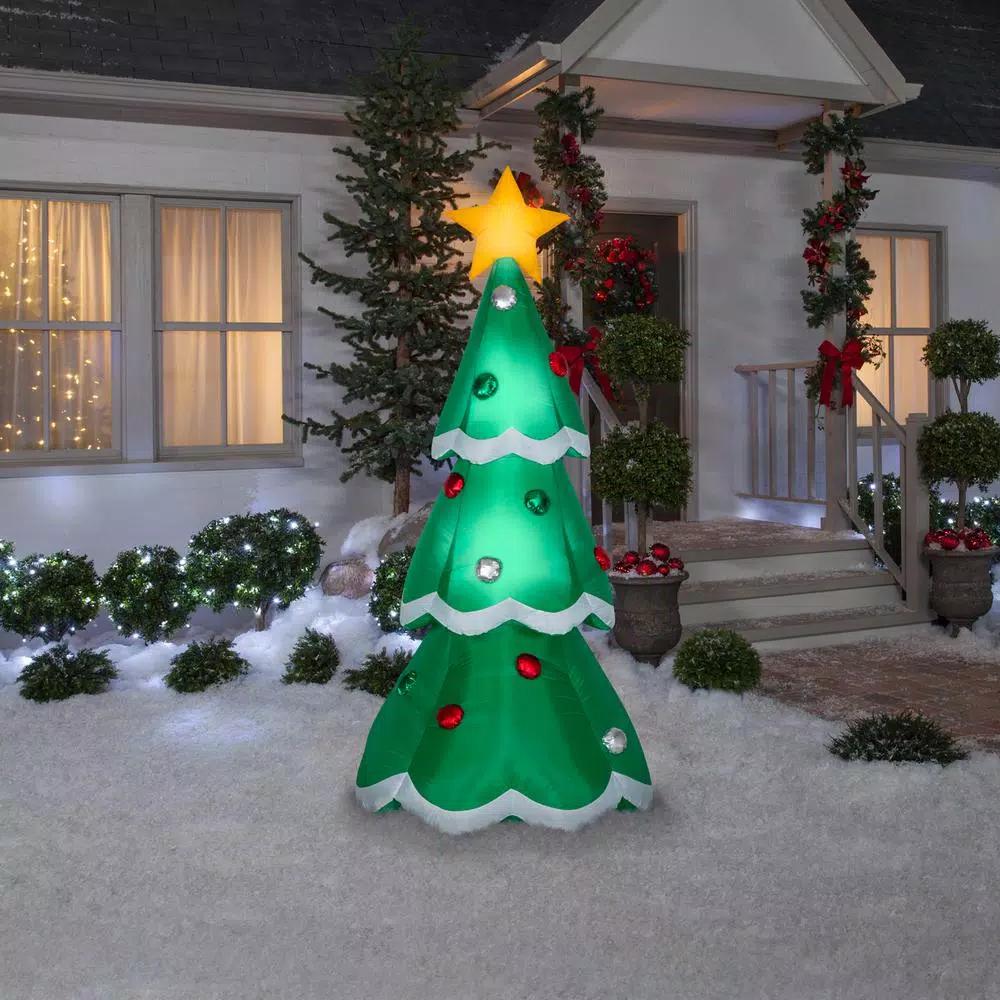 Gemmy 7 ft. Airblown Inflatable Christmas Tree with Metallic Ornaments and LED Lights