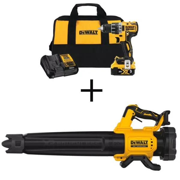 DEWALT 20V MAX XR Brushless 1/2 in. Drill/Driver and Cordless Blower Combo Kit with 5.0Ah Battery