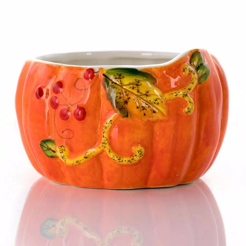 Gibson Home Stoneware Pumpkin Cookie Jar with Lid, Orange