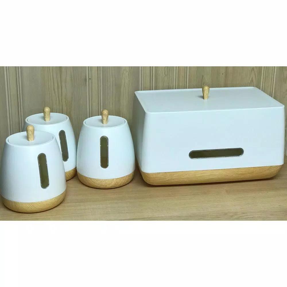 Jiallo European Collection 3-Piece Plastic Canister Set, White